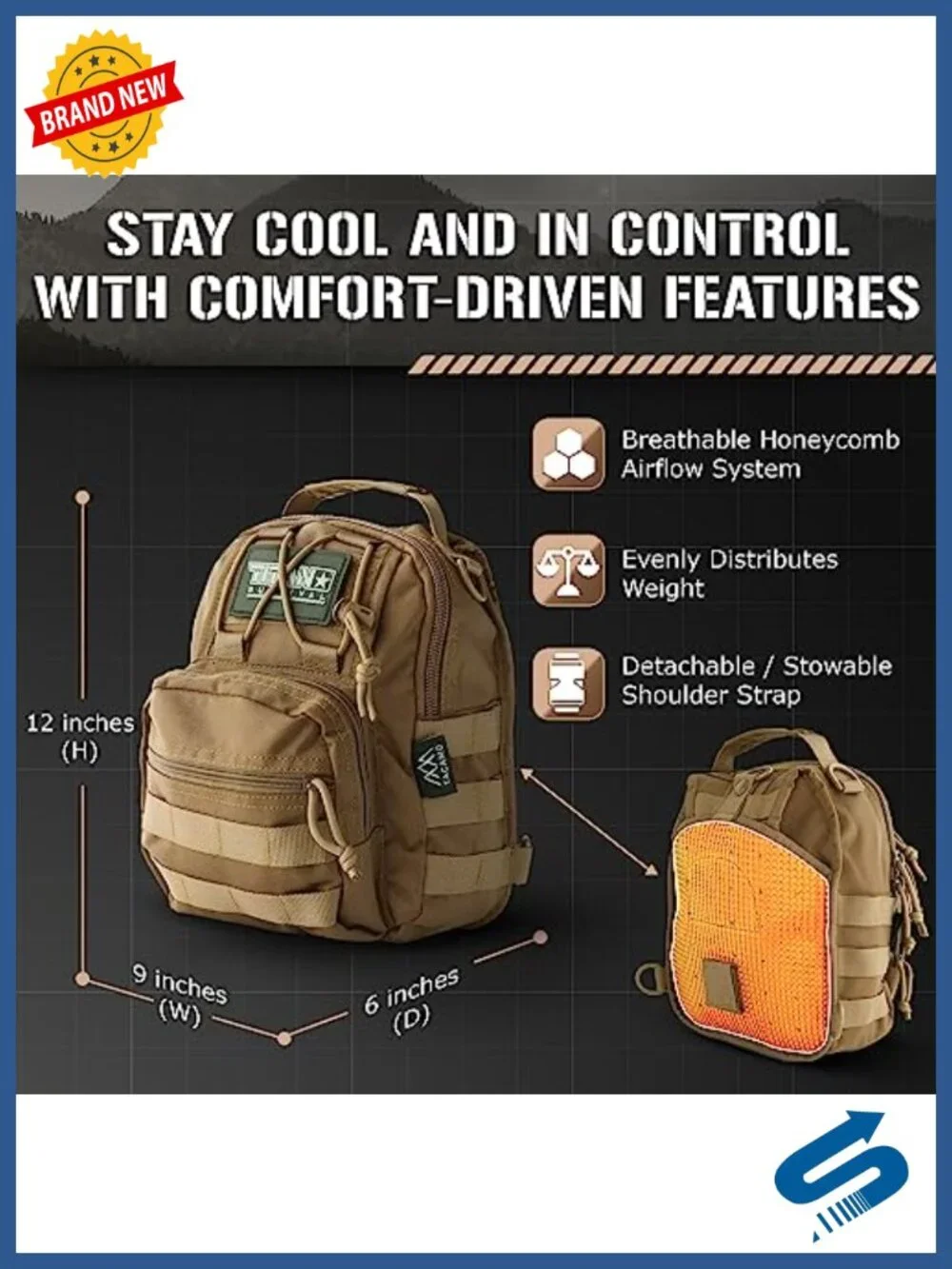 Tactical 10L Crossbody Sling Bag EDC Nylon Shoulder Travel